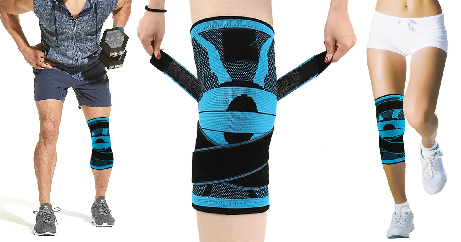 3D Knee-Compression Sleeve with Adjustable Straps