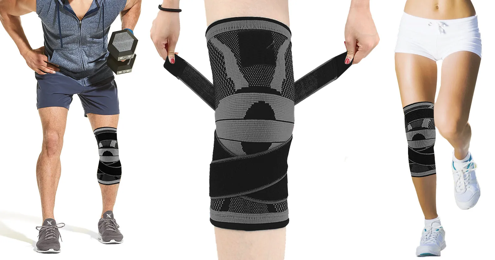 3D Knee-Compression Sleeve with Adjustable Straps