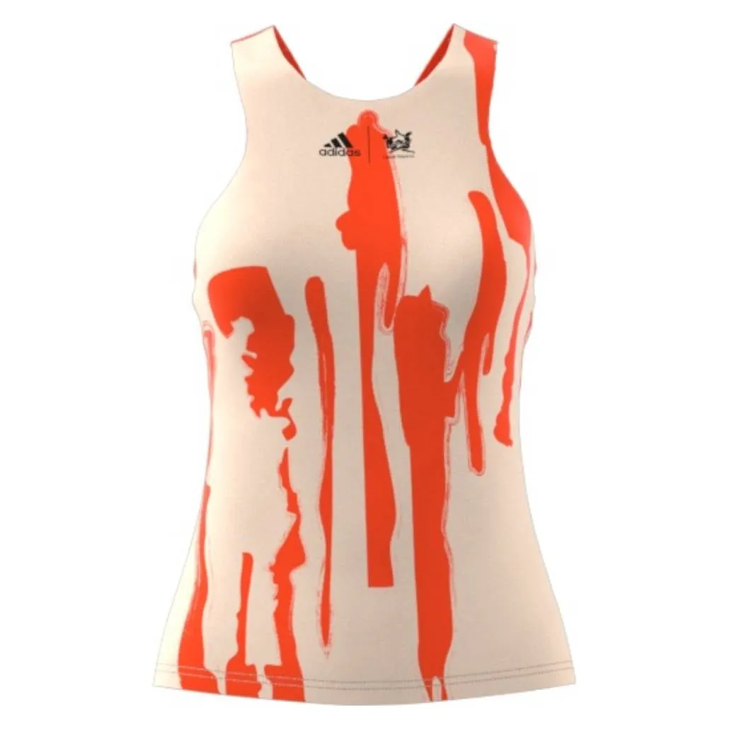 adidas Women's NY Y-Tank Top (Ecru Tint/Impact Orange)