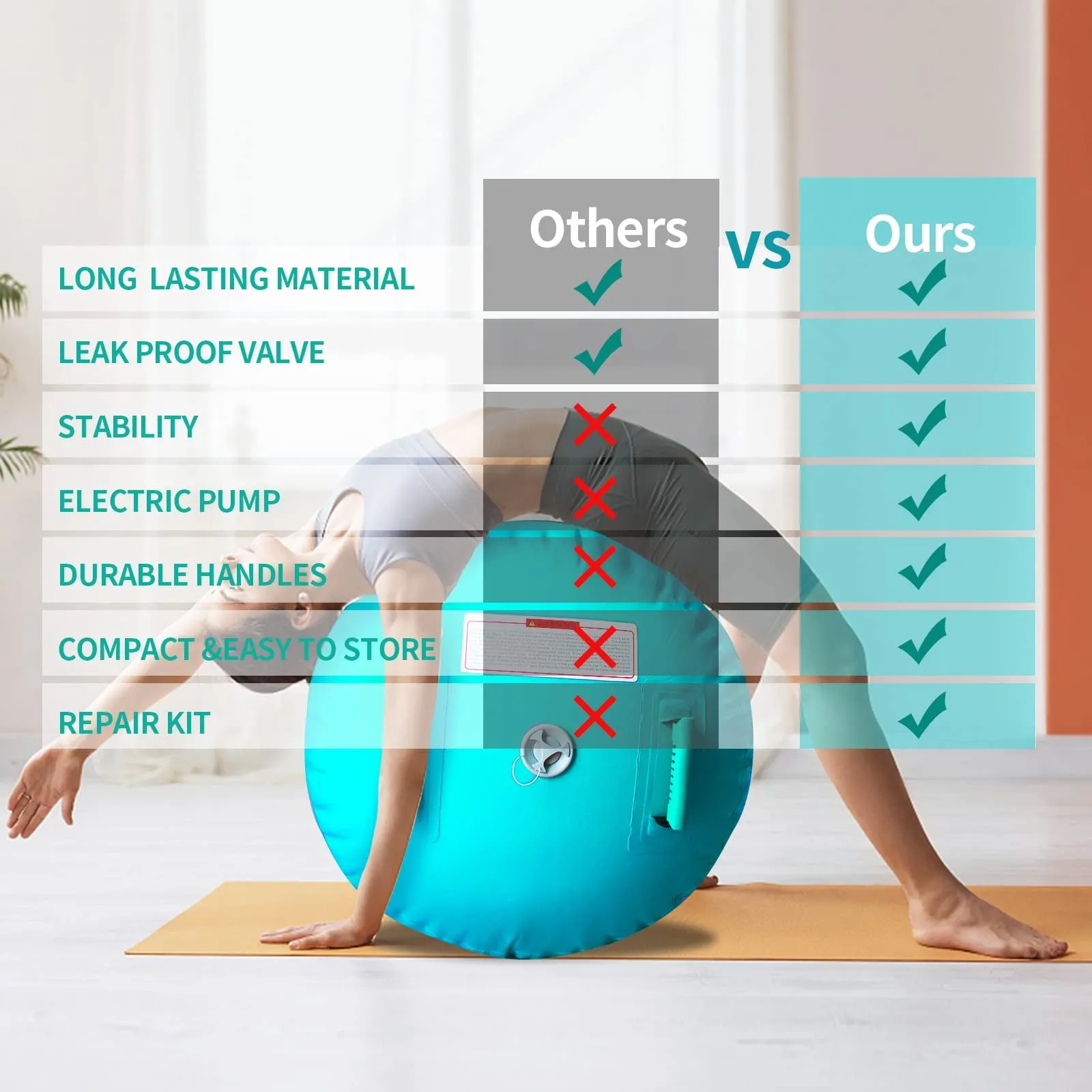 Air Roller Gymnastics Barrel  For Yoga Training Cheerleading Home Use