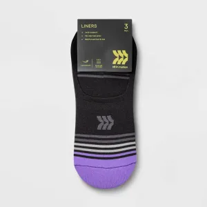 All In Motion Women's Lightweight Striped 3 Pack Liner Athletic Socks