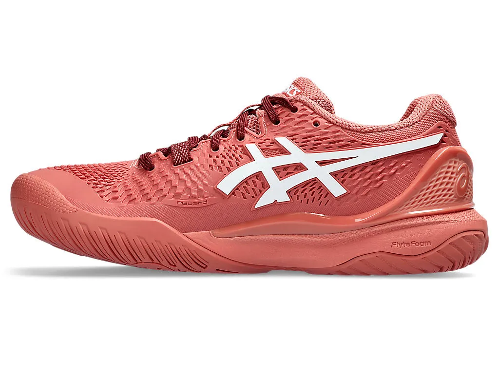 Asics Women's GEL-RESOLUTION 9 Shoes in Light Garnet/White