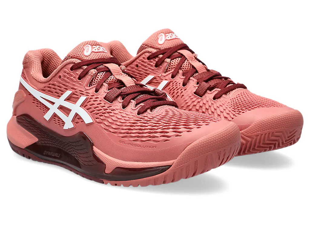 Asics Women's GEL-RESOLUTION 9 Shoes in Light Garnet/White
