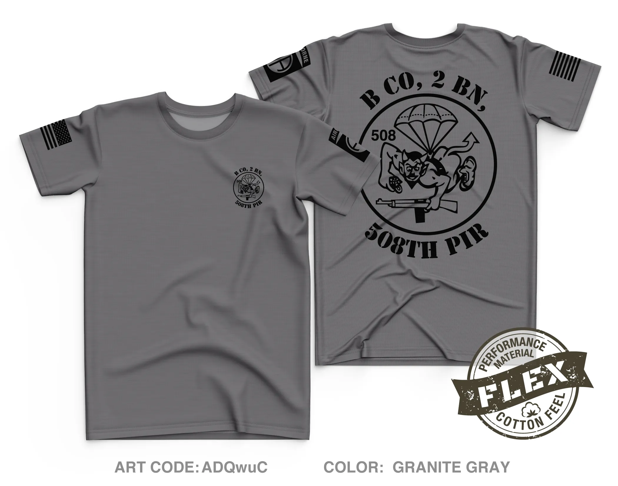B Co, 2 BN, 508th PIR, 4BCT Core Men's SS Flex Performance Tee - ADQwuC