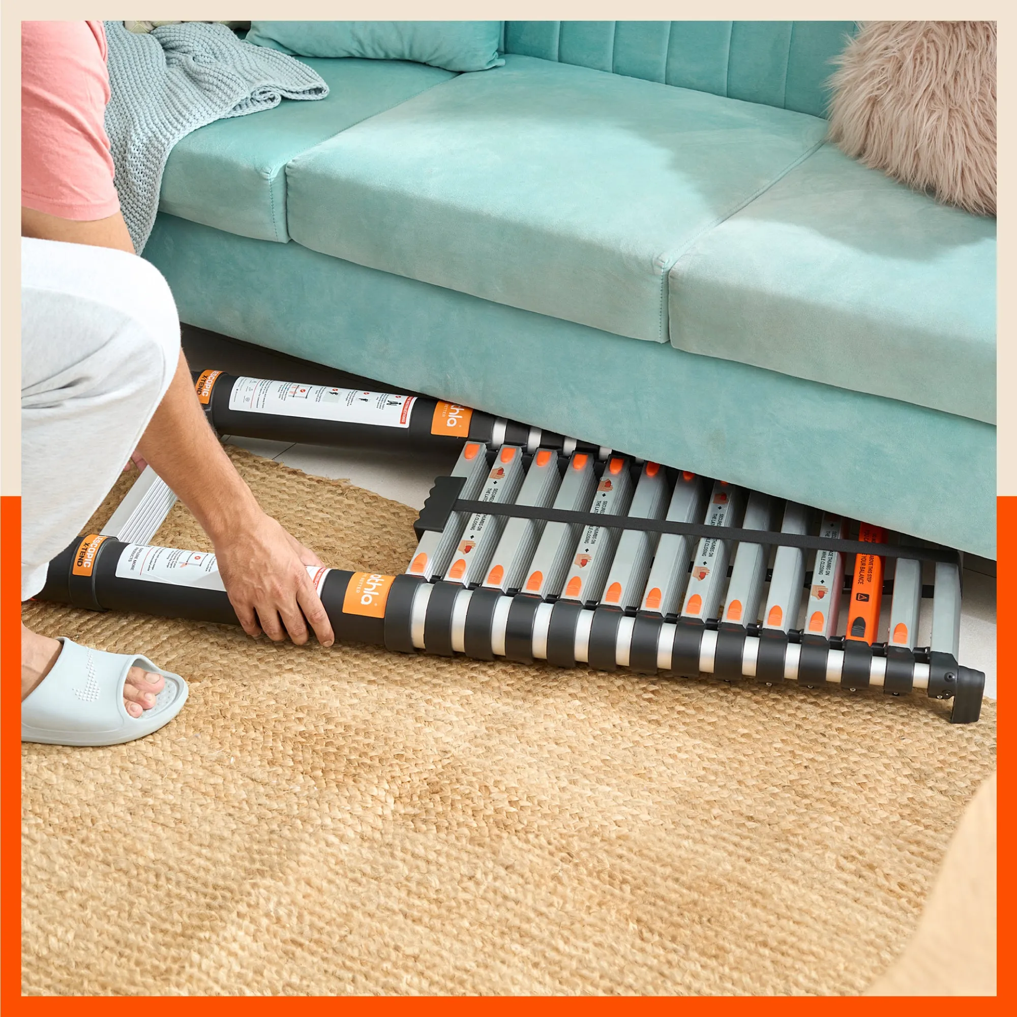 Bathla X-TEND 9.5 ft Aluminium Telescopic Ladder | Made in India (10 Step - 2.9 Mtr)