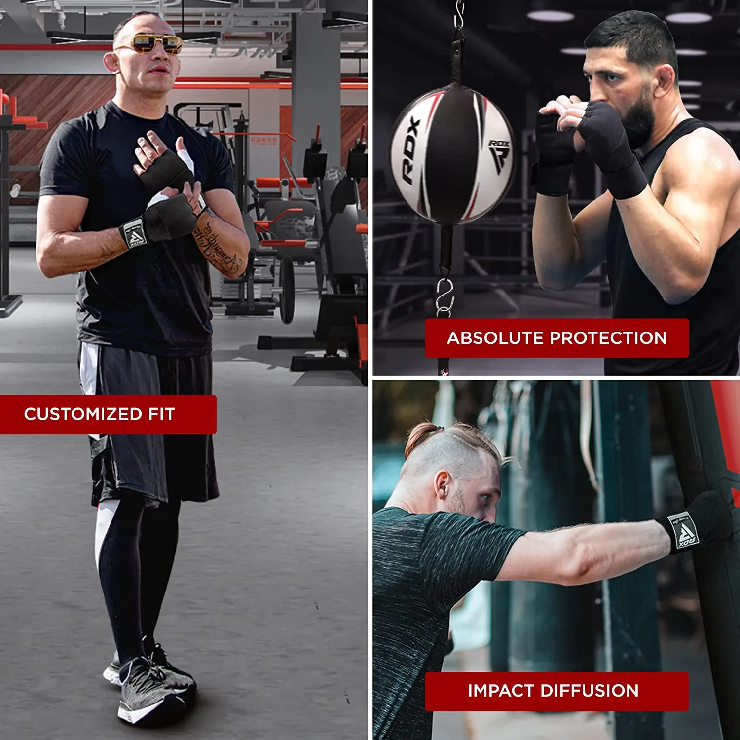 BLACK RDX QUICK WRAPS INNER GLOVES