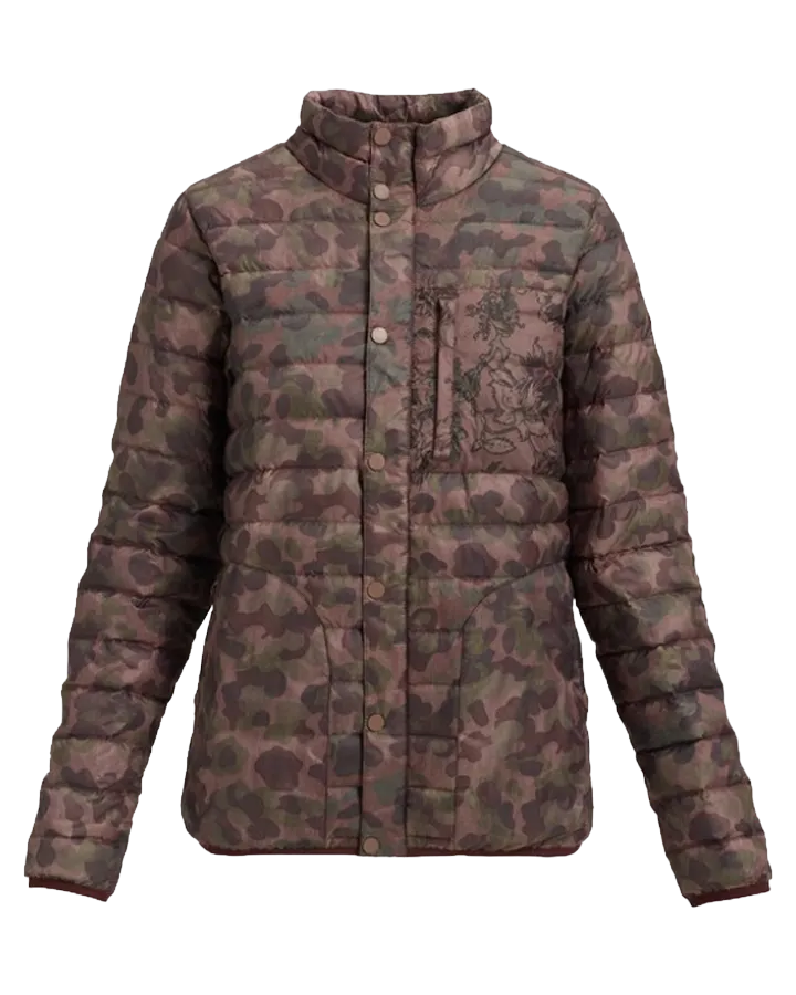 Burton Evergreen Women's Insulated Collar Down Snow Jacket - Moss Camo / Floral Camo