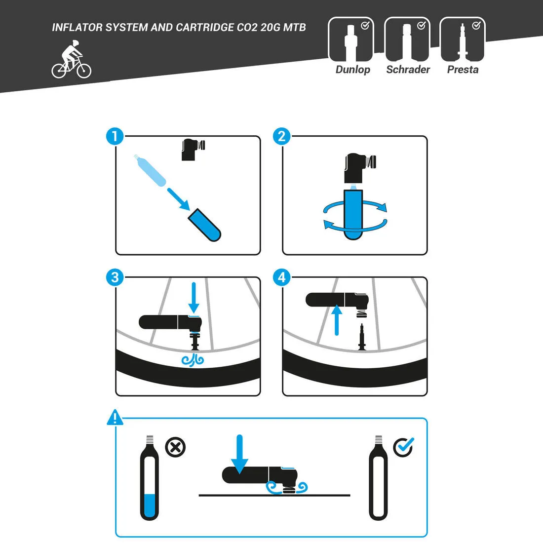 Compact MTB CO2 Inflator   20 g Cartridge
