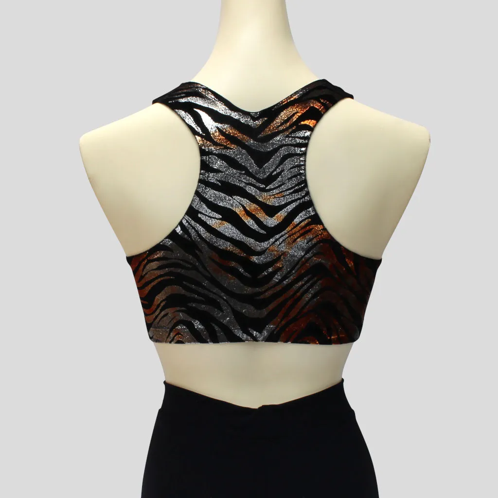 Copper & Silver Swirls Velvet Crop Top