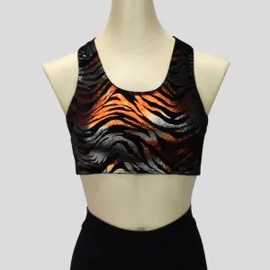 Copper & Silver Swirls Velvet Crop Top