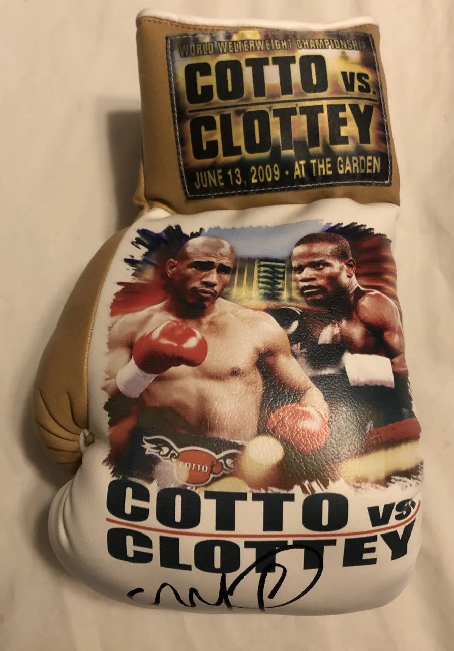 Cotto vs Clottey Autographed and silk screen Custom Boxing Glove