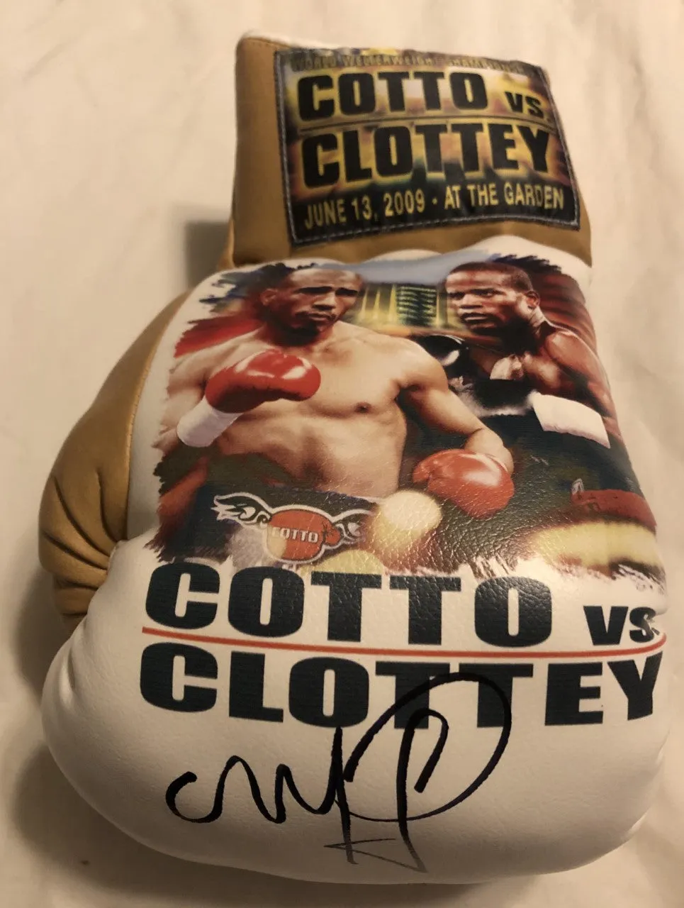 Cotto vs Clottey Autographed and silk screen Custom Boxing Glove