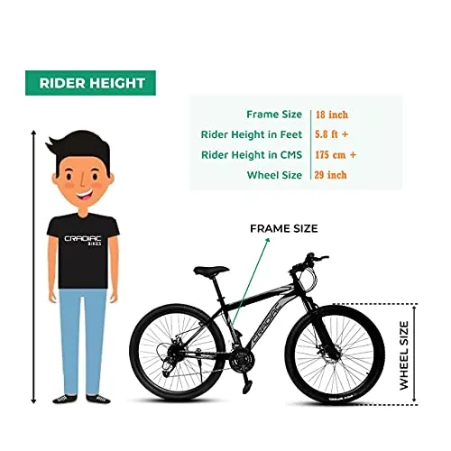 CRADIAC 29 MTB Shimano Unisex 18.00 Inch Frame 7 Gear Xplorer Mountain Bike (Black)