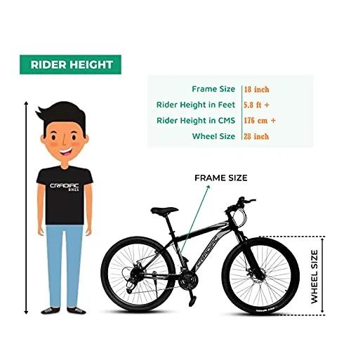 CRADIAC Unisex 700C 18.00 Inch Frame 700X35C Wheel 21 Gear Shimano Hybrid Bicycle - Black