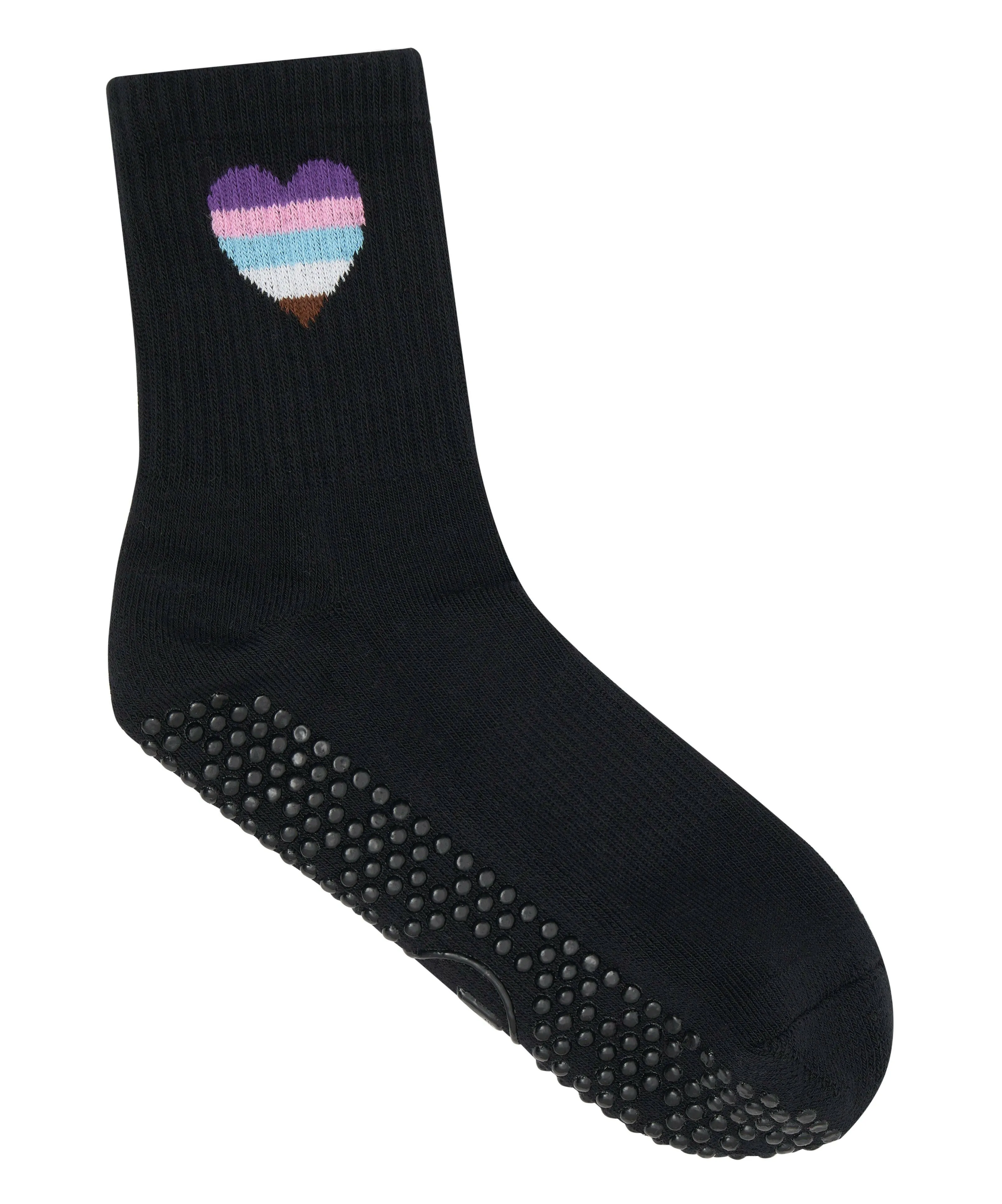 Crew Non Slip Grip Socks - Rainbow Heart