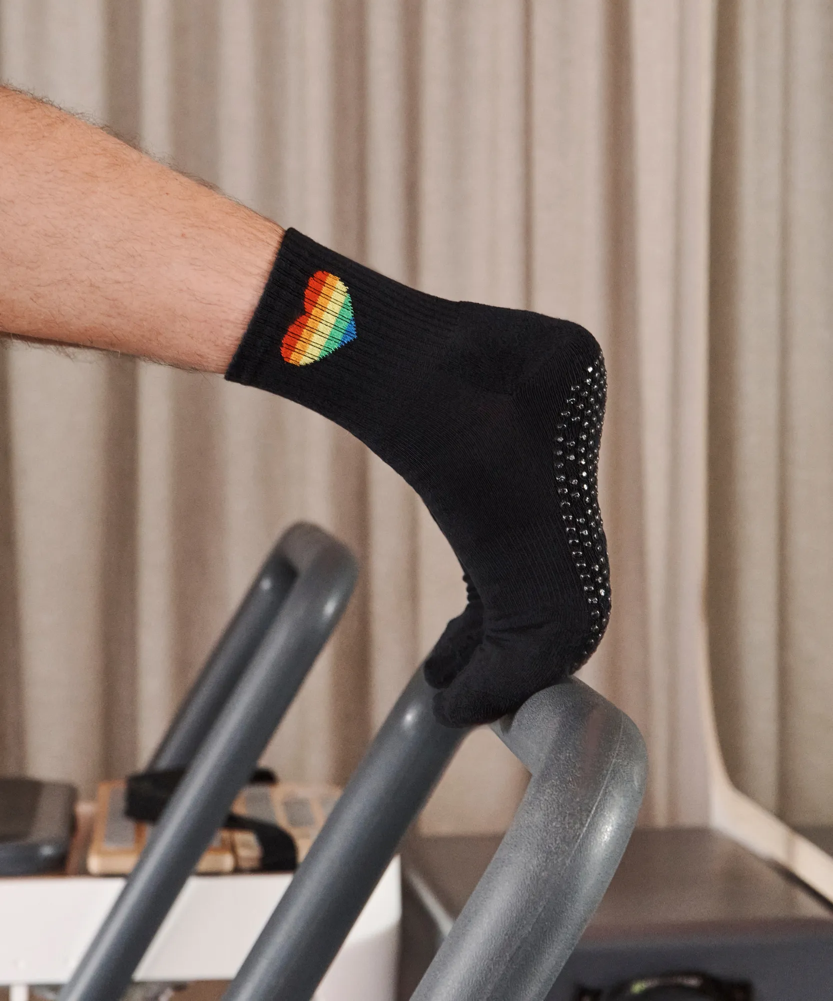Crew Non Slip Grip Socks - Rainbow Heart
