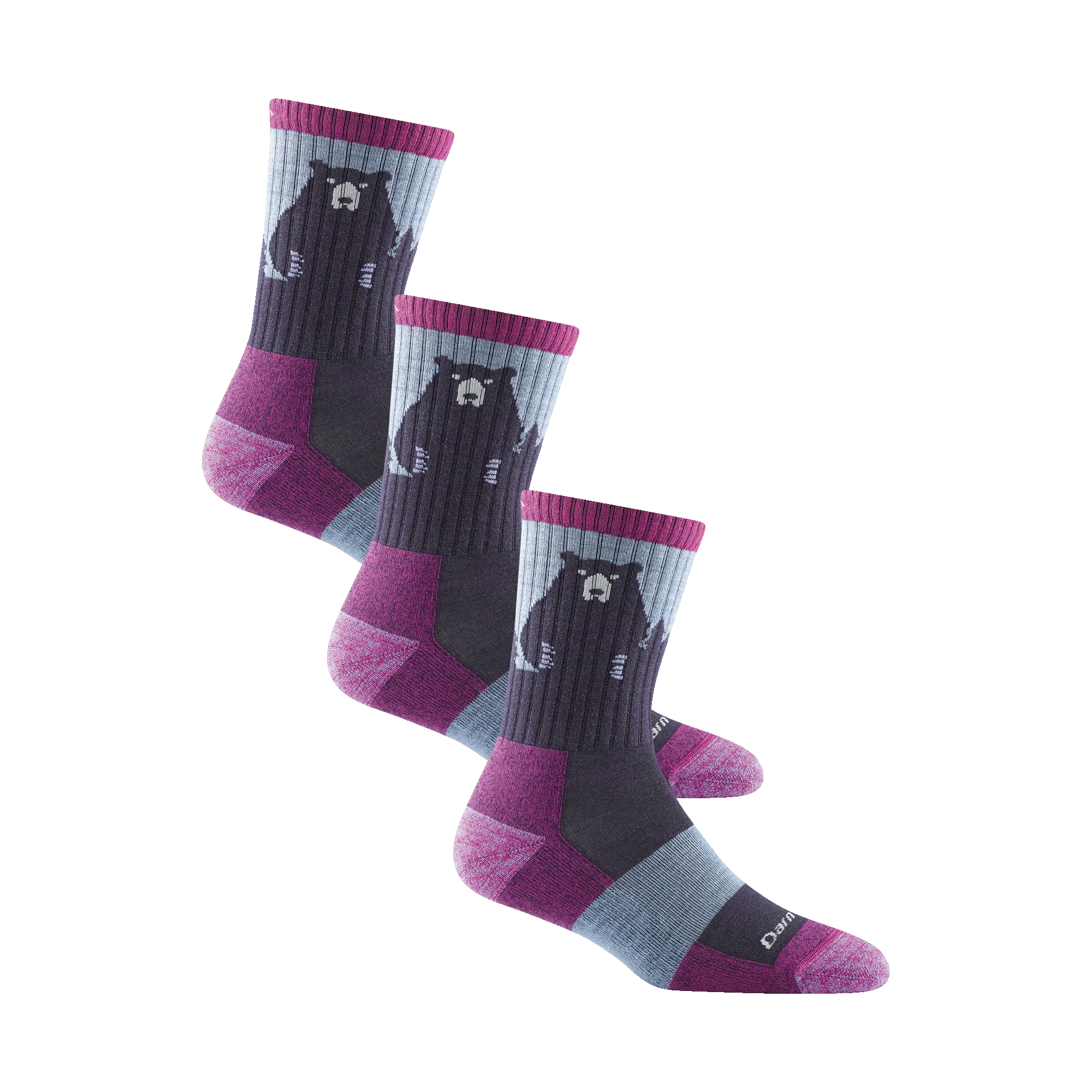 Darn Tough Womens Bear Town Micro Crew Lightweight Hiking 3-Pack Socks