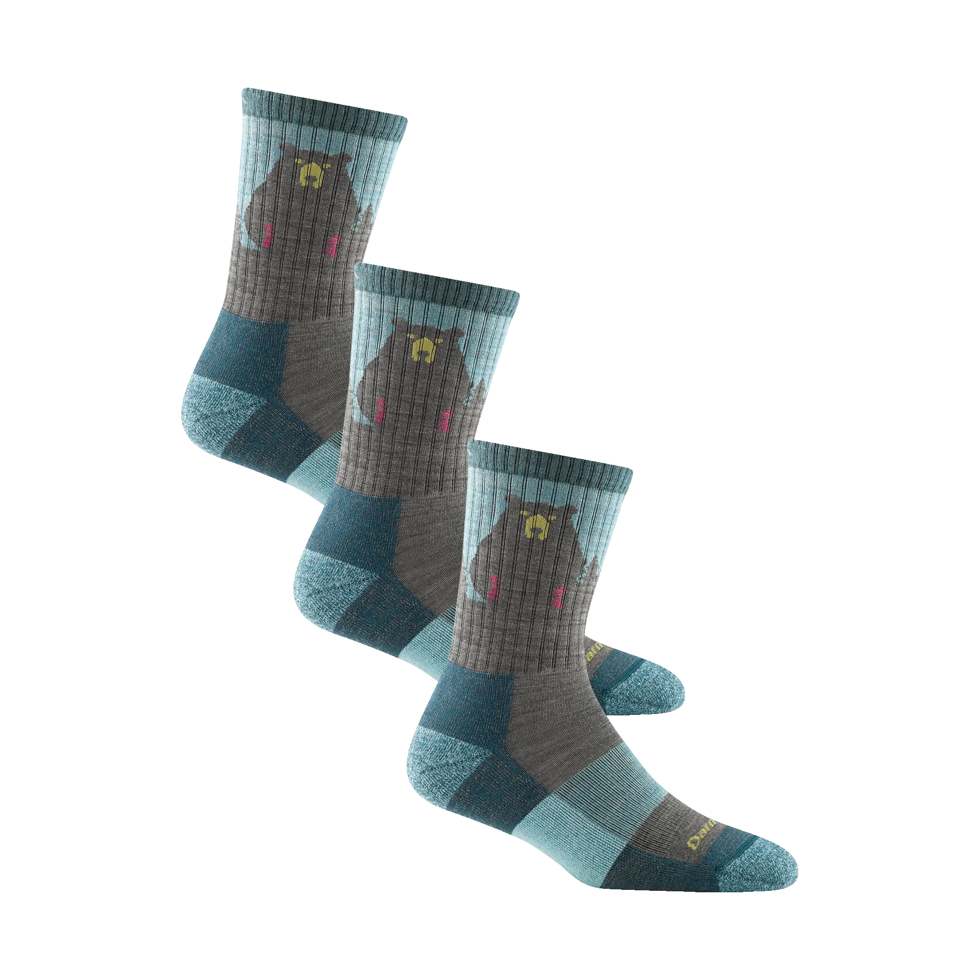 Darn Tough Womens Bear Town Micro Crew Lightweight Hiking 3-Pack Socks