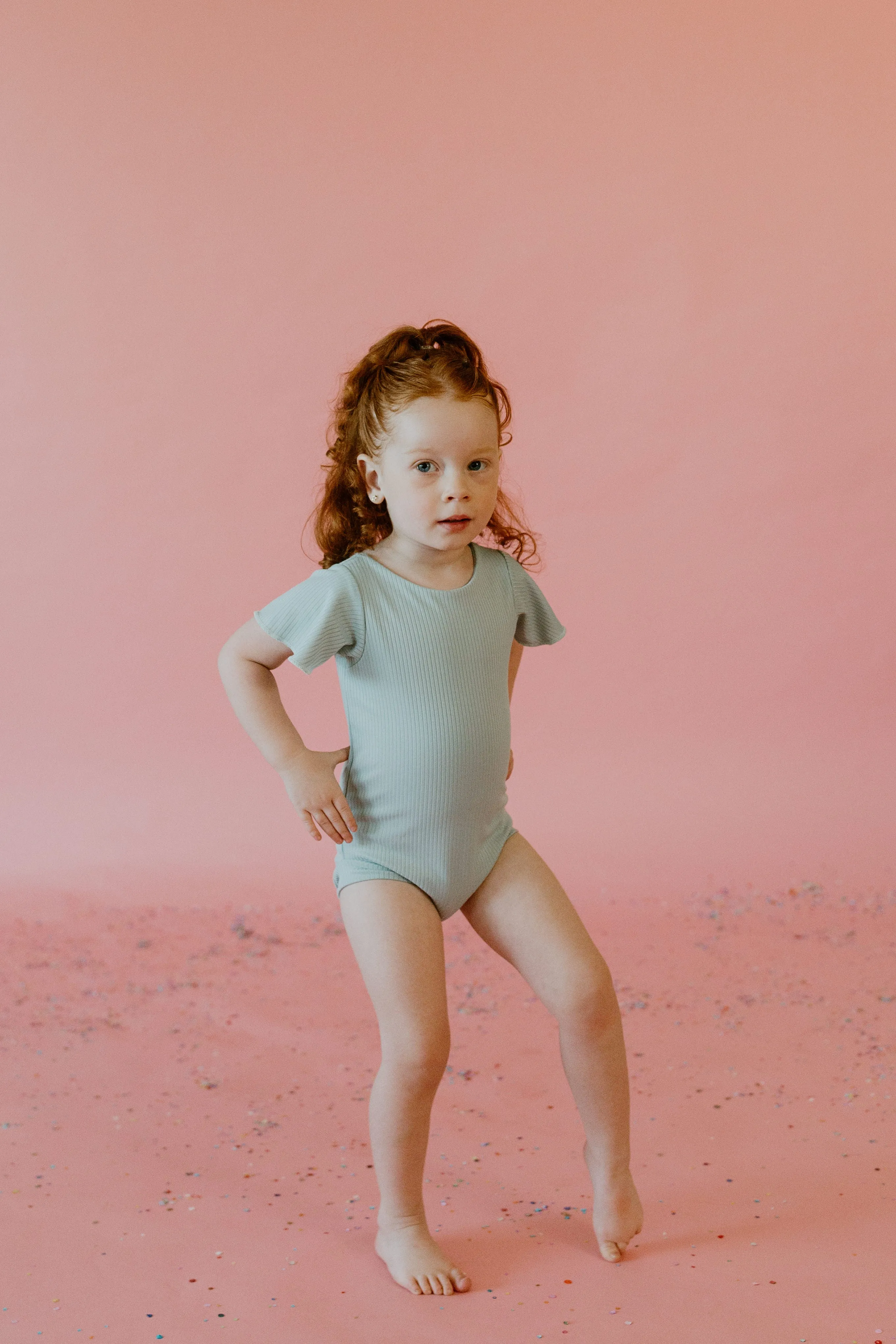 Dusty Blue Ribbed Leotard