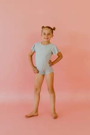 Dusty Blue Ribbed Leotard
