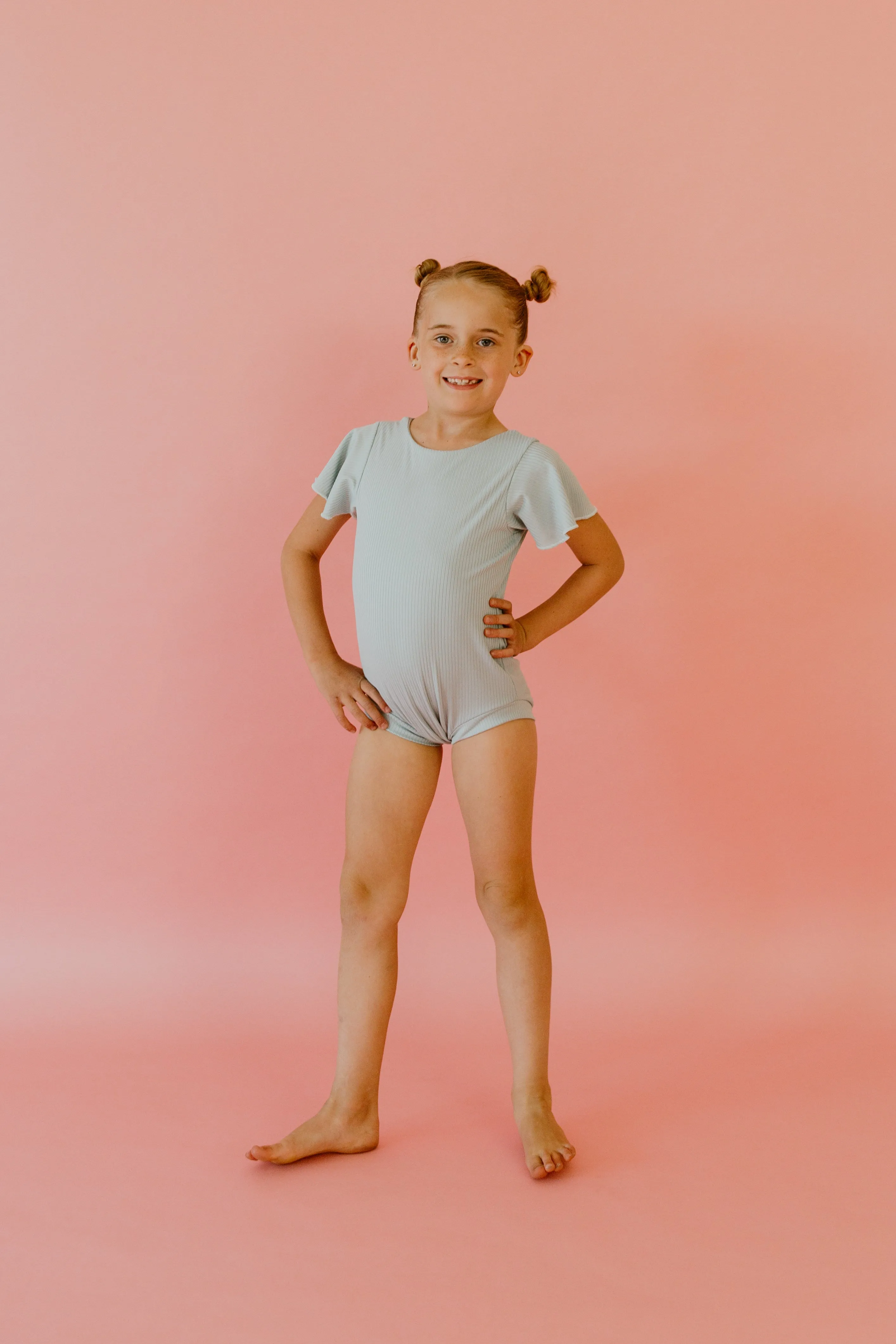 Dusty Blue Ribbed Leotard