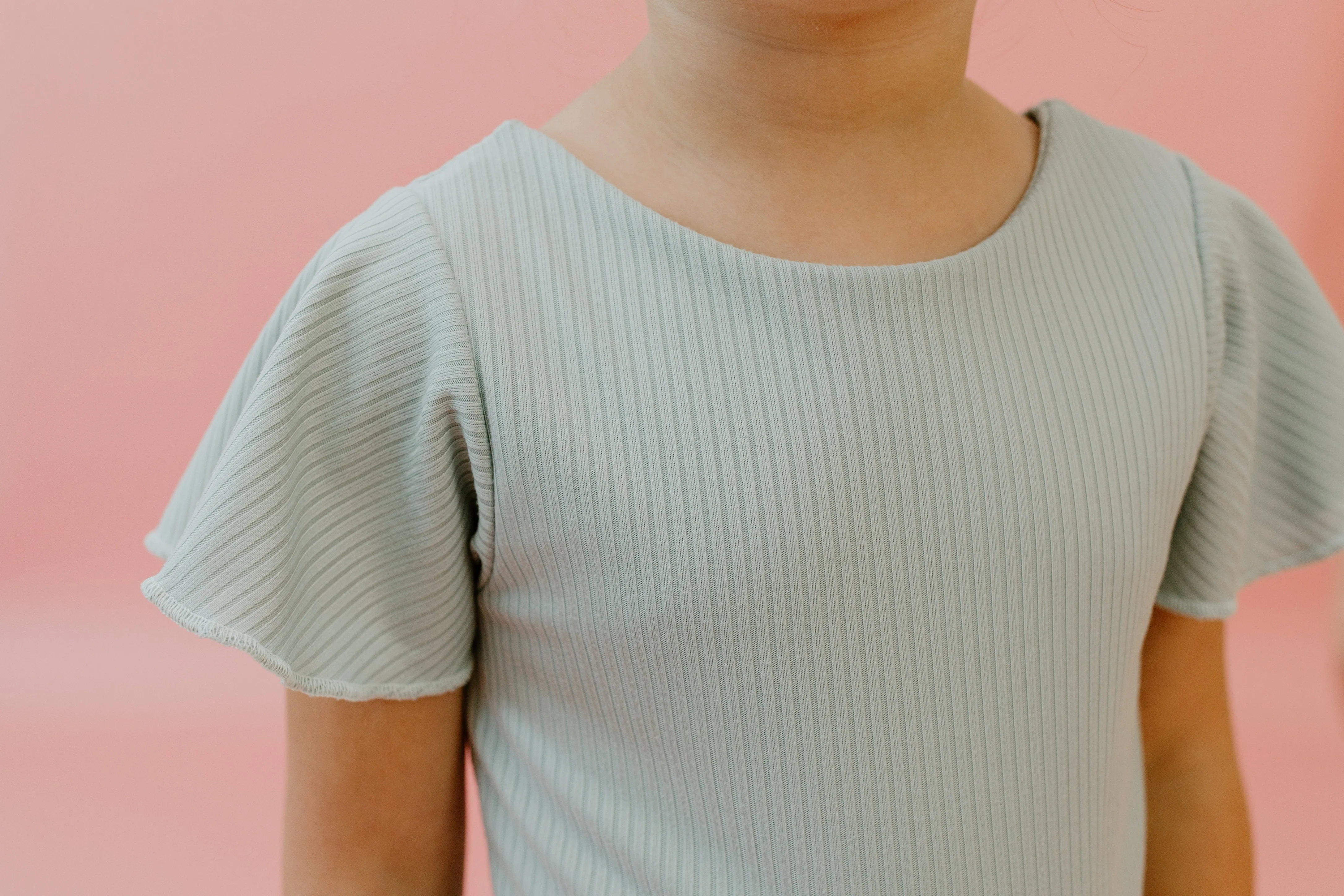 Dusty Blue Ribbed Leotard
