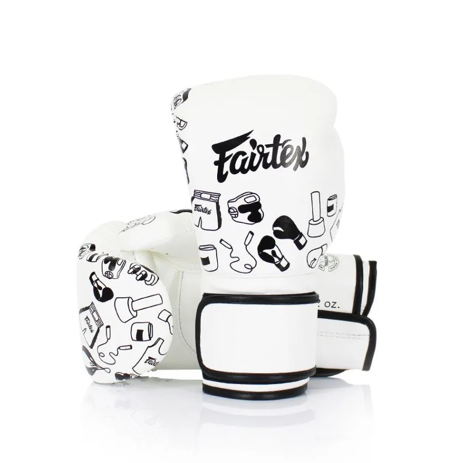 FAIRTEX WHITE STREET ART BOXING GLOVES - BGV14W