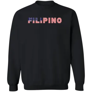 Filipino with US Flag Embedded Unisex Crewneck Pullover Sweatshirt