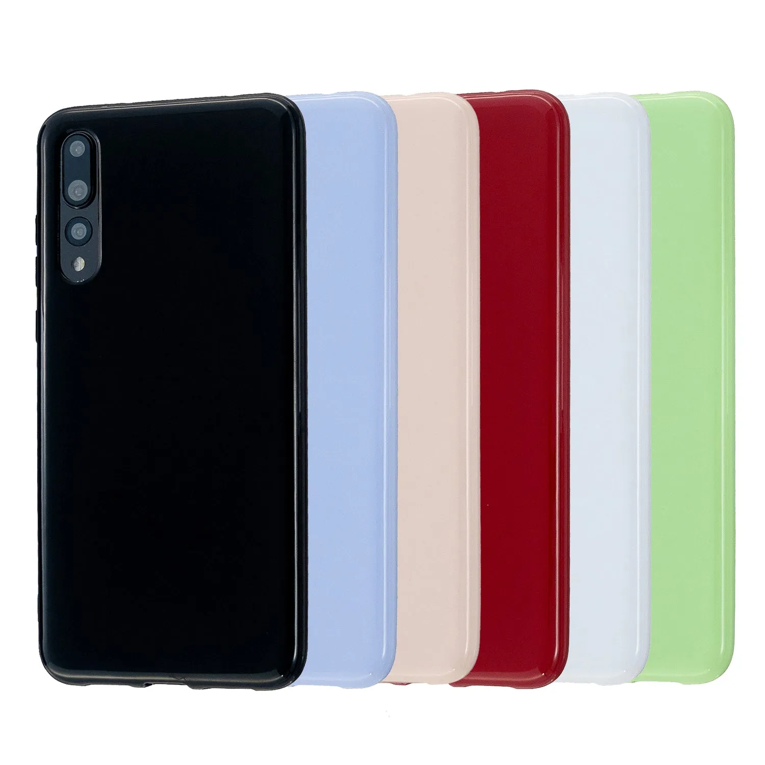 For HUAWEI P20/P20 Lite/P20 Pro Cellphone Case Simple Profile Soft TPU Phone Case Anti-Slip Smartphone Cover Fluorescent green