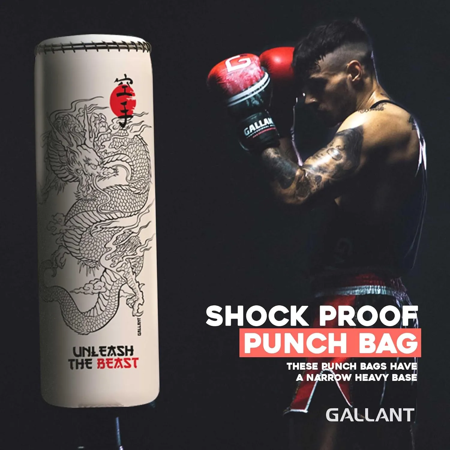 Gallant 5.5ft Free Standing Boxing Punch Bag White - Free Standing Heavy Bag