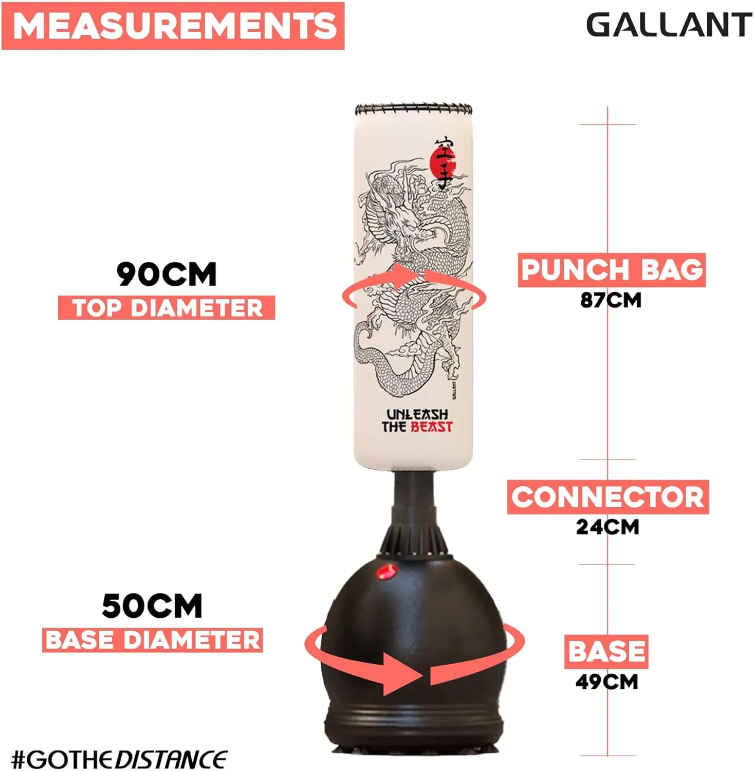 Gallant 5.5ft Free Standing Boxing Punch Bag White - Free Standing Heavy Bag