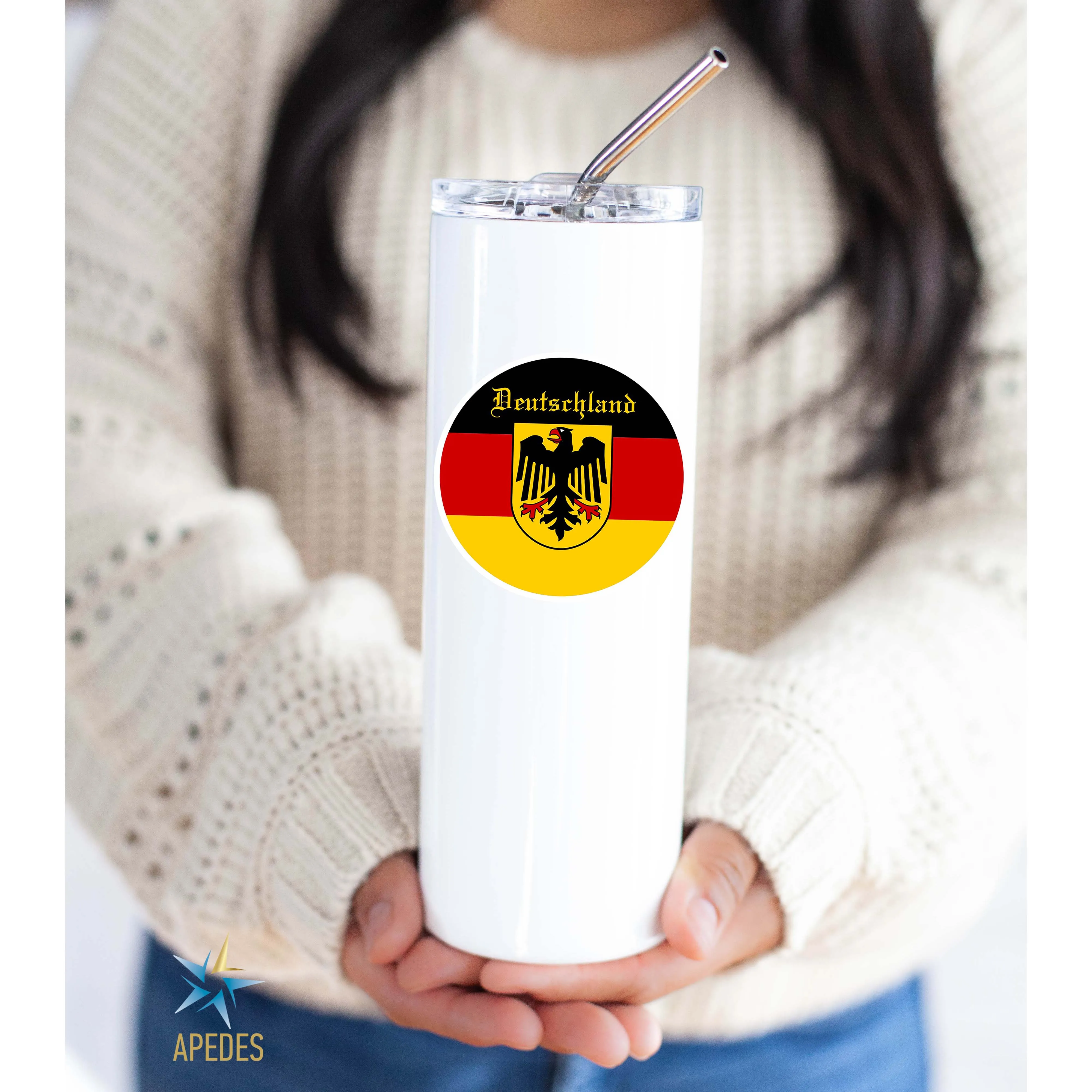 Germany Flag Stainless Steel Skinny Tumbler 20 OZ