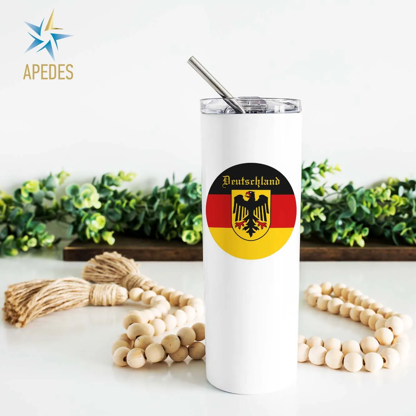 Germany Flag Stainless Steel Skinny Tumbler 20 OZ