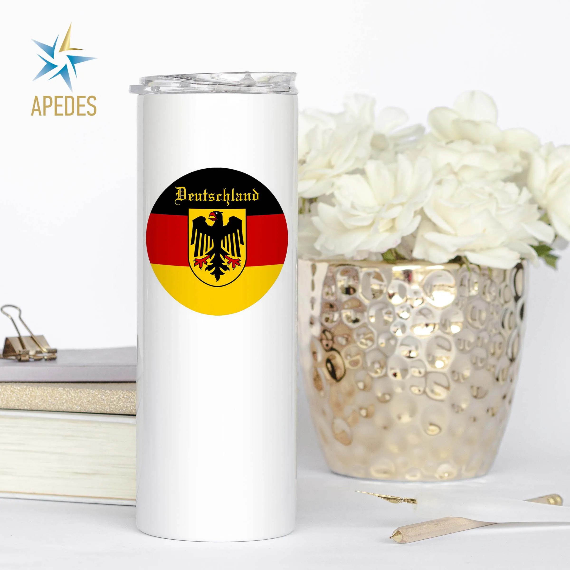 Germany Flag Stainless Steel Skinny Tumbler 20 OZ