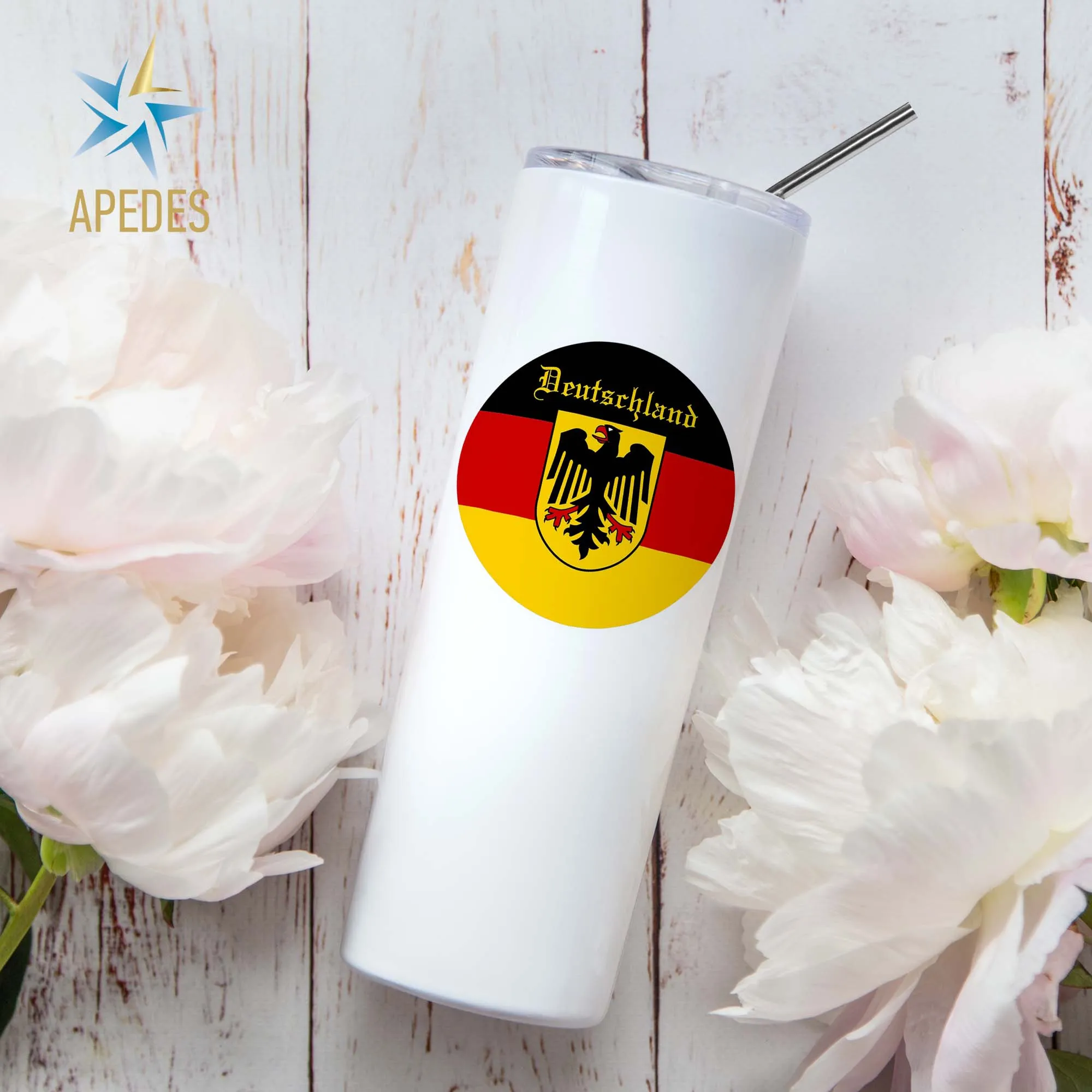 Germany Flag Stainless Steel Skinny Tumbler 20 OZ