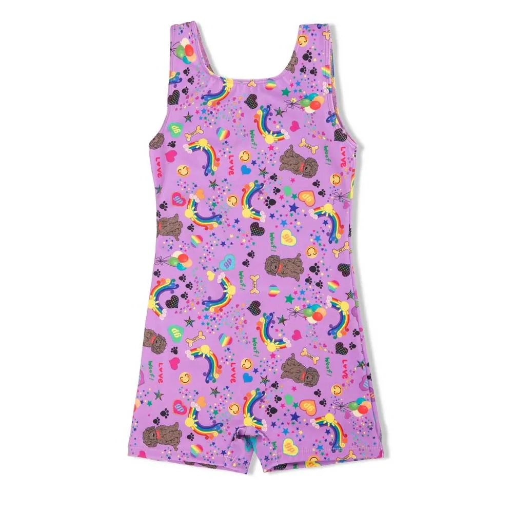 Girl Power Olivia's Doodle Print Gymnastics Biketard - Child