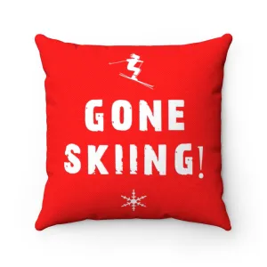 Gone Skiing Red - Decorative Pillow