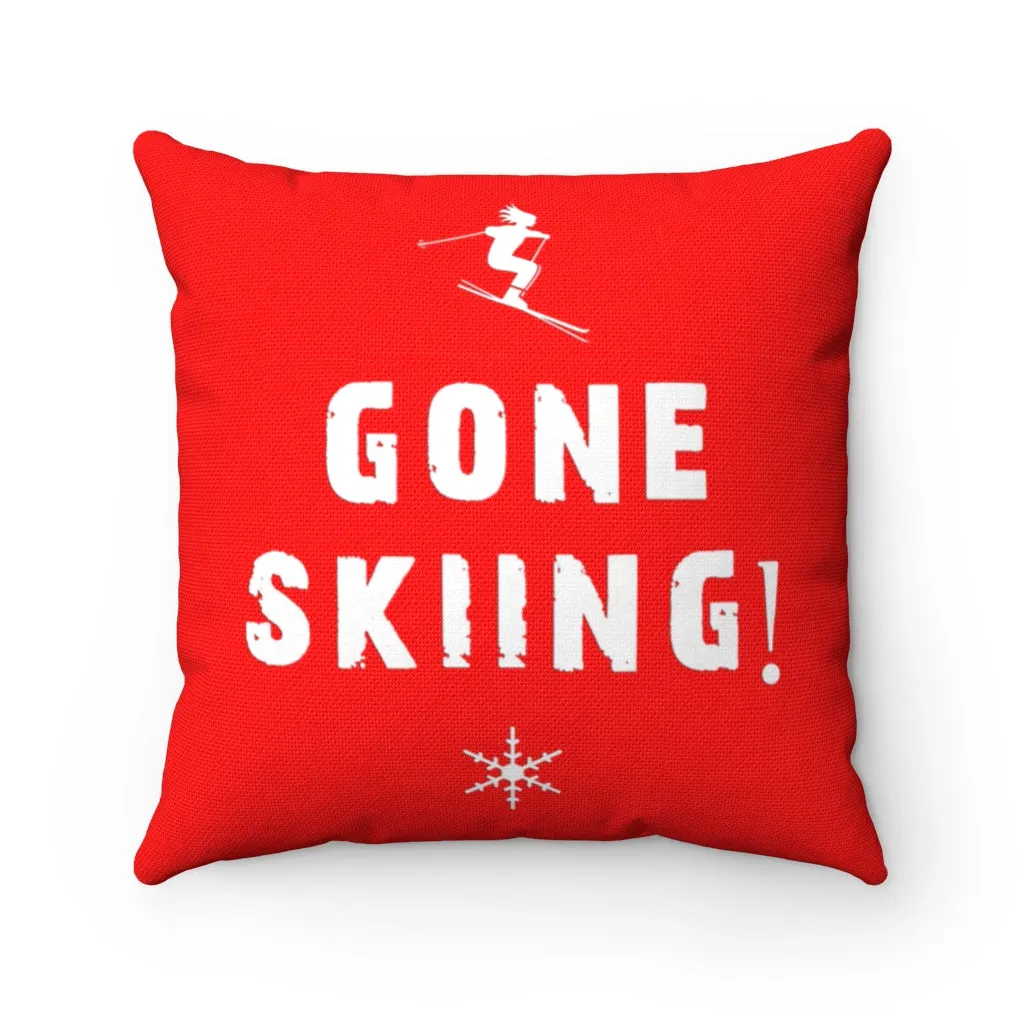 Gone Skiing Red - Decorative Pillow