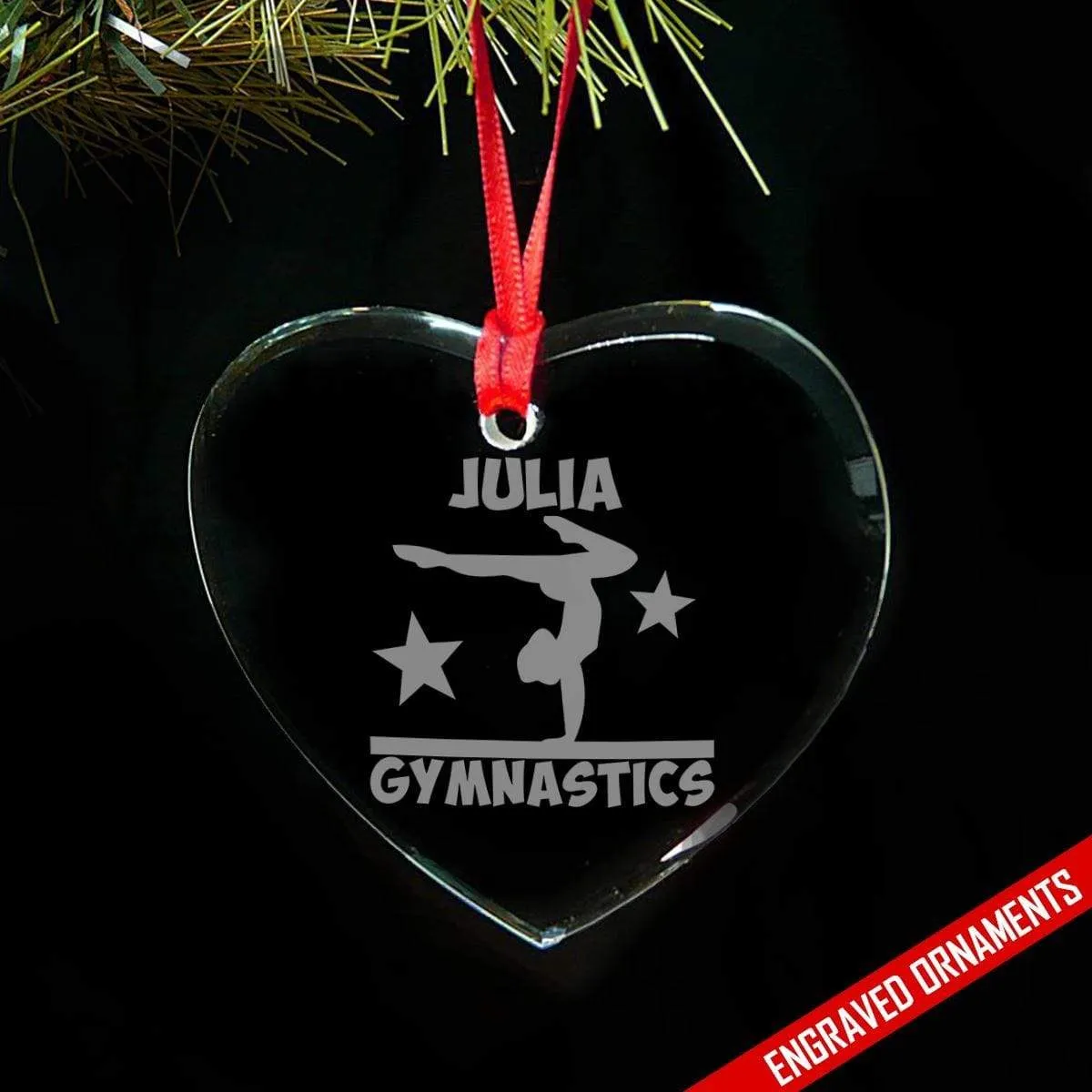 Gymnastics CUSTOM Engraved Glass Ornament