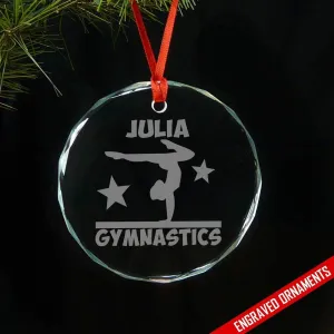 Gymnastics CUSTOM Engraved Glass Ornament