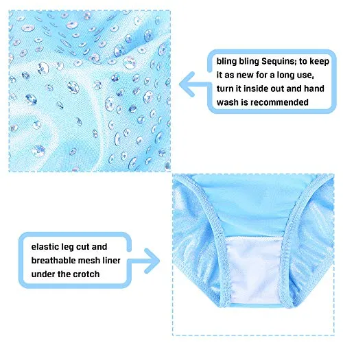 Gymnastics Leotards for Toddler Girls Shiny Lace Dance Outfit Athletic Apparel B203_LightBlue_8A