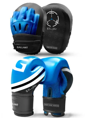 Heritage Series Boxing Gloves and Focus Mitts Pad Lite Combo - Blue