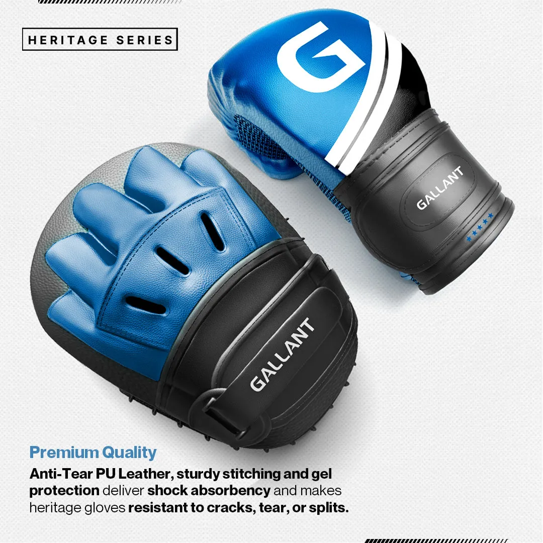 Heritage Series Boxing Gloves and Focus Mitts Pad Lite Combo - Blue