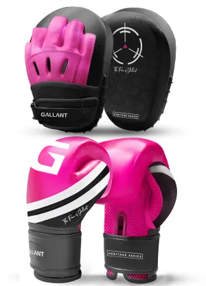 Heritage Series Boxing Gloves and Focus Mitts Pads Lite Combo - Pink