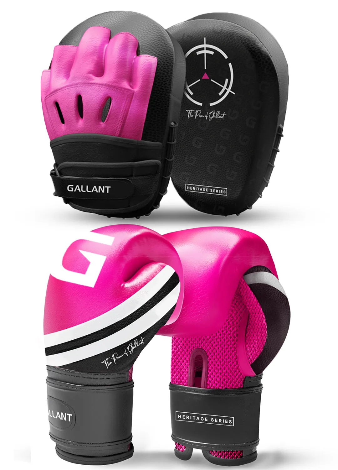 Heritage Series Boxing Gloves and Focus Mitts Pads Lite Combo - Pink