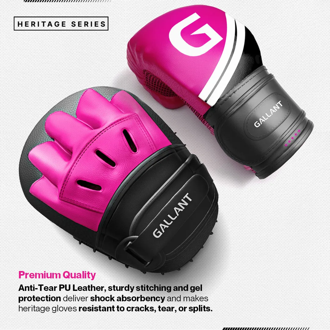Heritage Series Boxing Gloves and Focus Mitts Pads Lite Combo - Pink