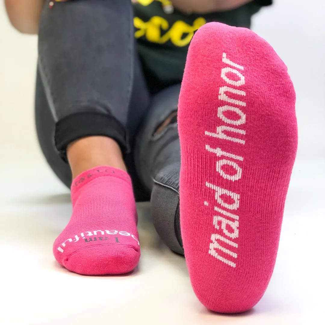 I am beautiful™ - maid of honor - bright pink low-cut socks