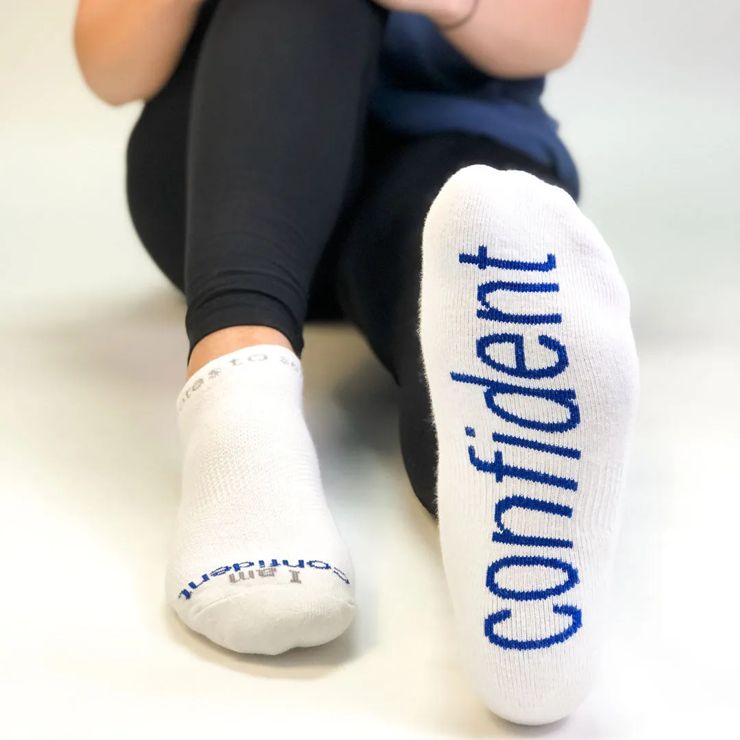 I am confident® white low-cut socks