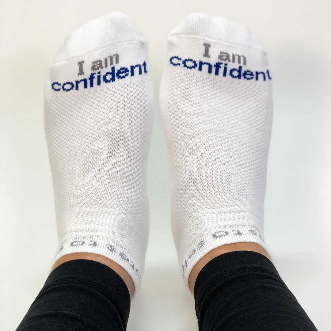 I am confident® white low-cut socks
