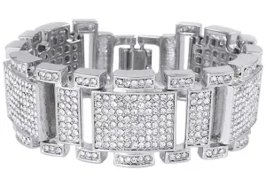 Iced Silver finish Bling Bracelet - Men's Hip Hop Jewelry